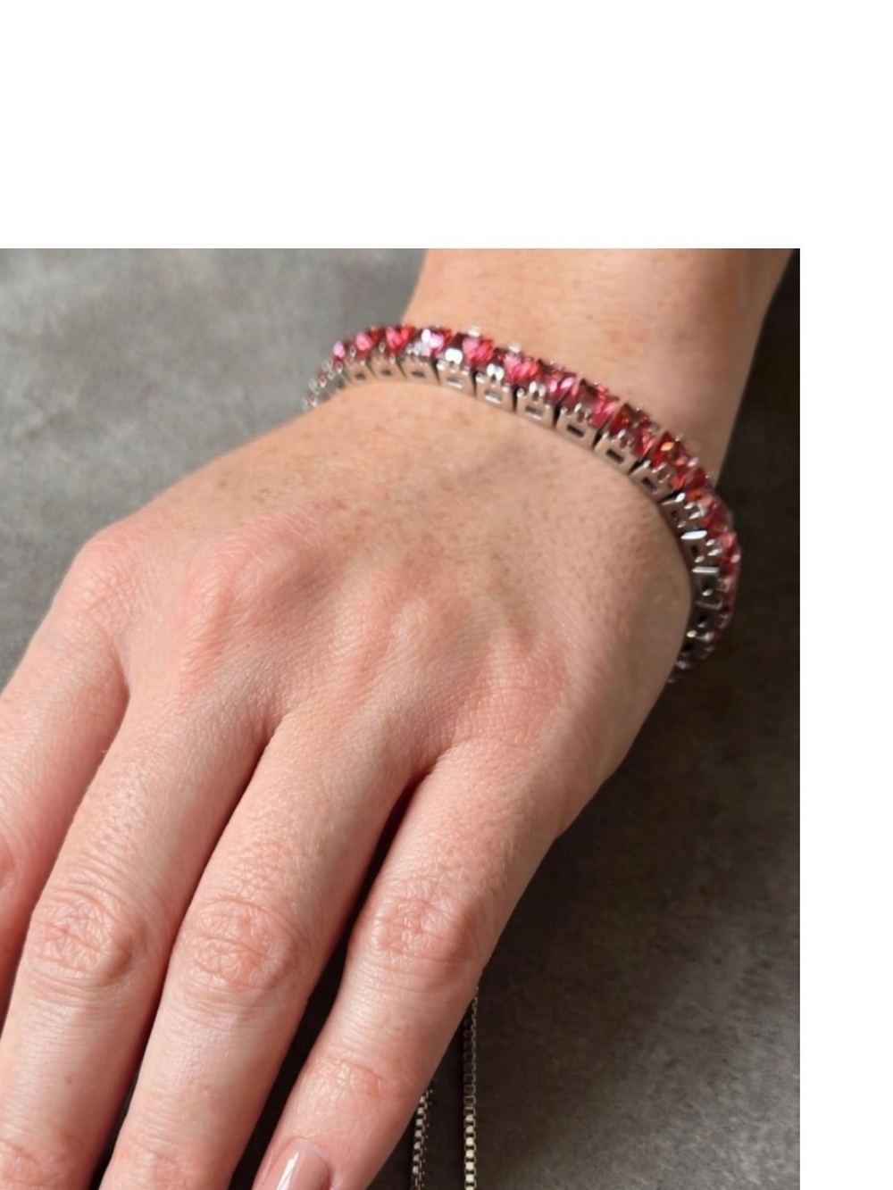 Pink Crystal Tennis Bracelet - Elegant Women's Jewelry